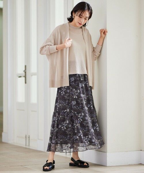 S size ONWARD(小さいサイズ) / エスサイズオンワード ミニ・ひざ丈スカート | 【セットアップ対応・洗える】ボタニカルフラワープリントティアード スカート | 詳細7