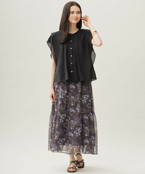 S size ONWARD(小さいサイズ) / エスサイズオンワード ミニ・ひざ丈スカート | 【セットアップ対応・洗える】ボタニカルフラワープリントティアード スカート | 詳細12