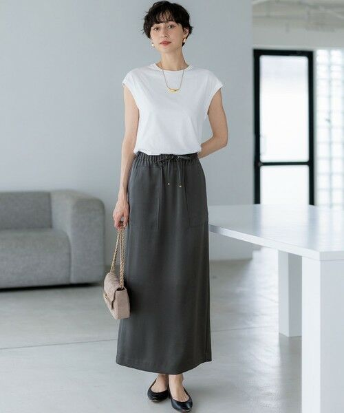 S size ONWARD(小さいサイズ) / エスサイズオンワード ミニ・ひざ丈スカート | 【撥水加工/洗える】スムースサテン Iライン スカート | 詳細4