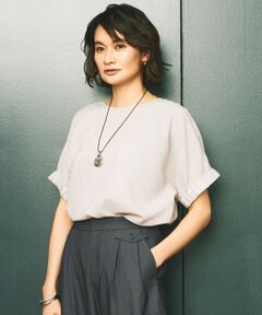 【カタログ掲載・洗える】ラスティックメッシュドルマンスリーブ Tブラウス