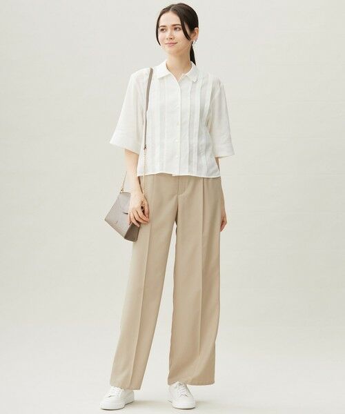 S size ONWARD(小さいサイズ) / エスサイズオンワード シャツ・ブラウス | 【カタログ掲載・接触冷感・洗える】シアーラミーローンクロップド丈 ブラウス | 詳細1