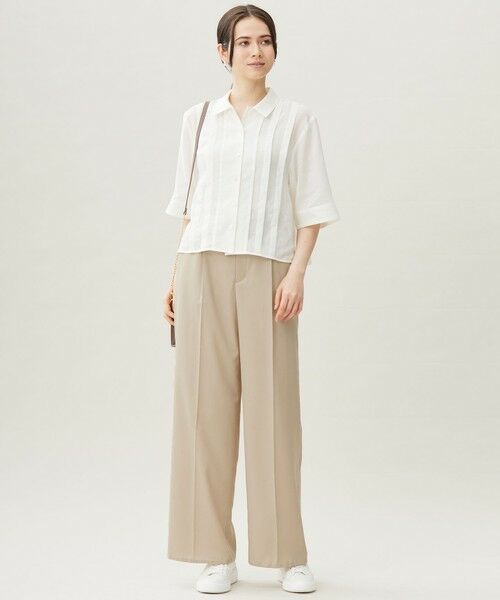 S size ONWARD(小さいサイズ) / エスサイズオンワード シャツ・ブラウス | 【カタログ掲載・接触冷感・洗える】シアーラミーローンクロップド丈 ブラウス | 詳細2