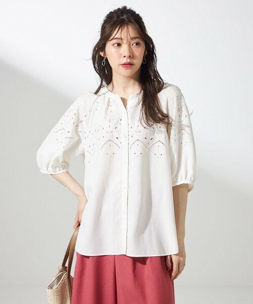 S size ONWARD(小さいサイズ) / エスサイズオンワード シャツ・ブラウス | 【洗える】カットワークエンブロイダリー ブラウス | 詳細4