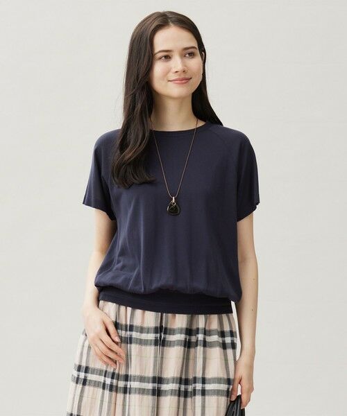 S size ONWARD(小さいサイズ)/エスサイズオンワード 【接触冷感・UVケア・洗える】ドレーピーラグランスリーブ ニットソー ネイビー 32 S size ONWARD(小さいサイズ)/エスサイズオンワード 【接触冷感・UVケア・洗える】ドレーピーラグランスリーブ ニットソー ネイビー 32