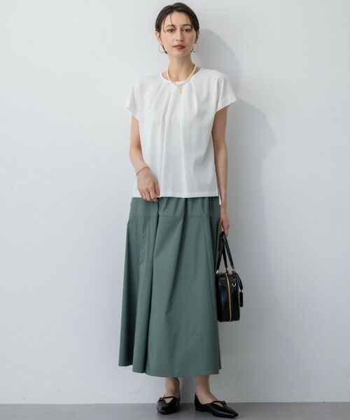 S size ONWARD(小さいサイズ) / エスサイズオンワード カットソー | 【接触冷感/洗える】ツイストコットンプレーティング タックデザイン カットソー | 詳細1