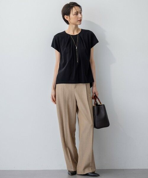 S size ONWARD(小さいサイズ) / エスサイズオンワード カットソー | 【接触冷感/洗える】ツイストコットンプレーティング タックデザイン カットソー | 詳細8