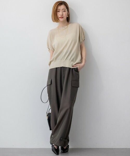 S size ONWARD(小さいサイズ) / エスサイズオンワード ニット・セーター | 【洗える】クリスピーシアールレックス ギャザースリーブ ラメ ニット | 詳細4