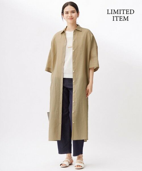 S size ONWARD(小さいサイズ) / エスサイズオンワード ミニ丈・ひざ丈ワンピース | 【カタログ掲載・WEB限定・接触冷感・洗える】シアーラミーローンシャツ ワンピース | 詳細2