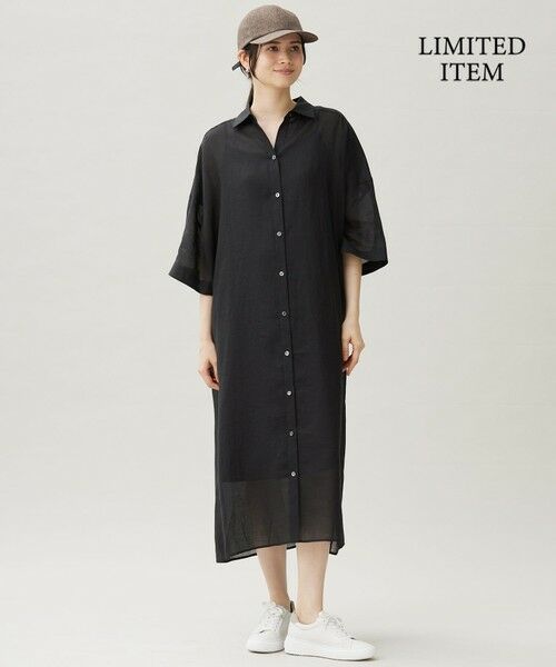 S size ONWARD(小さいサイズ) / エスサイズオンワード ミニ丈・ひざ丈ワンピース | 【カタログ掲載・WEB限定・接触冷感・洗える】シアーラミーローンシャツ ワンピース | 詳細5