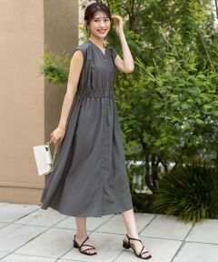 【洗える】フロントボタンギャザー ワンピース