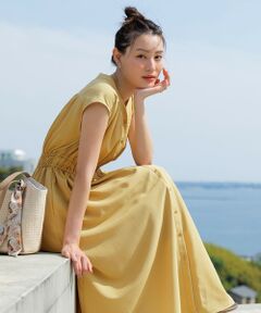 【洗える】フロントボタンギャザー ワンピース