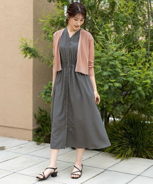 S size ONWARD(小さいサイズ) / エスサイズオンワード ロング・マキシ丈ワンピース | 【洗える】フロントボタンギャザー ワンピース | 詳細2