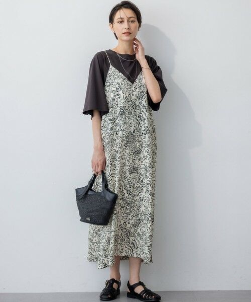 S size ONWARD(小さいサイズ) / エスサイズオンワード ロング・マキシ丈ワンピース | 【洗える】アンティークフラワープリント キャミソールワンピース | 詳細4