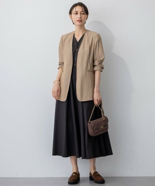 S size ONWARD(小さいサイズ) / エスサイズオンワード ロング・マキシ丈ワンピース | 【接触冷感/撥水加工/洗える】ストレッチブロード Vネックワンピース | 詳細3