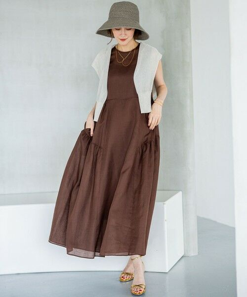 S size ONWARD(小さいサイズ) / エスサイズオンワード ロング・マキシ丈ワンピース | 【一部店舗限定/接触冷感/洗える】ラミータンブラー ノースリーブ ワンピース | 詳細15