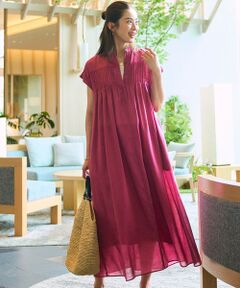 S size ONWARD(小さいサイズ) / エスサイズオンワード ロング・マキシ丈ワンピース | 【一部店舗限定/接触冷感/洗える】ラミータンブラー フレンチスリーブ ワンピース