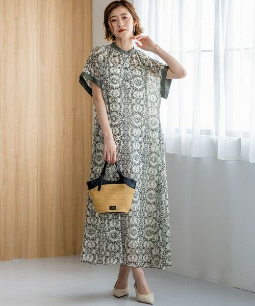 S size ONWARD(小さいサイズ) / エスサイズオンワード ロング・マキシ丈ワンピース | 【一部店舗限定/速乾性/洗える】モノトーンプリント ワンピース | 詳細1