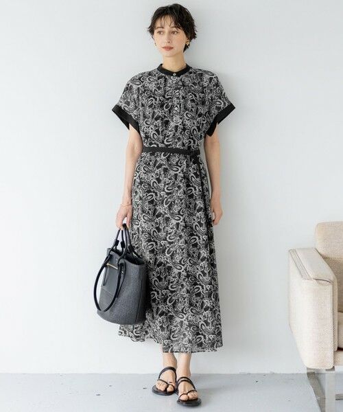 S size ONWARD(小さいサイズ) / エスサイズオンワード ロング・マキシ丈ワンピース | 【一部店舗限定/速乾性/洗える】モノトーンプリント ワンピース | 詳細5