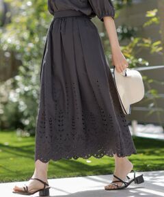 S size ONWARD(小さいサイズ) / エスサイズオンワード ミニ・ひざ丈スカート | 【洗える】カットワークエンブロイダリー スカート