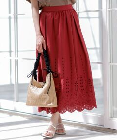 S size ONWARD(小さいサイズ) / エスサイズオンワード ミニ・ひざ丈スカート | 【洗える】カットワークエンブロイダリー スカート