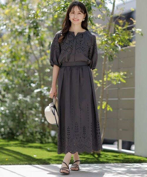 S size ONWARD(小さいサイズ) / エスサイズオンワード ミニ・ひざ丈スカート | 【洗える】カットワークエンブロイダリー スカート | 詳細1