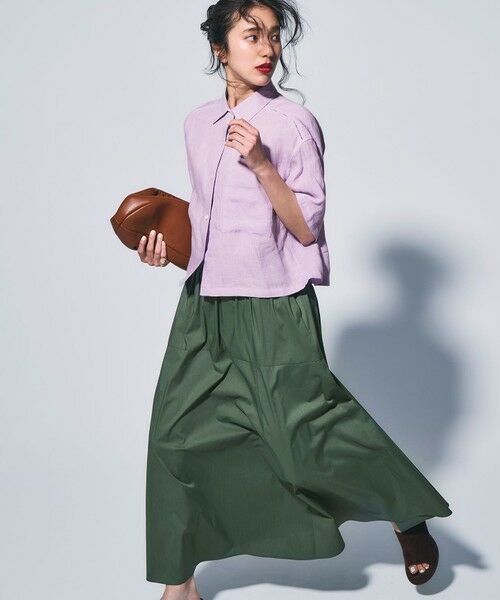 S size ONWARD(小さいサイズ) / エスサイズオンワード ミニ・ひざ丈スカート | 【接触冷感/撥水加工】ストレッチブロード ギャザースカート | 詳細17