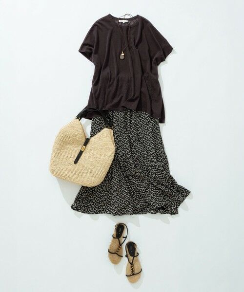 S size ONWARD(小さいサイズ) / エスサイズオンワード ミニ・ひざ丈スカート | 【洗える】エスパドリーユプリント ティアード スカート | 詳細6