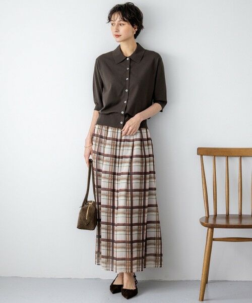 S size ONWARD(小さいサイズ) / エスサイズオンワード ミニ・ひざ丈スカート | 【WEB&一部店舗限定/洗える】手書き風チェックプリント ギャザー スカート | 詳細2