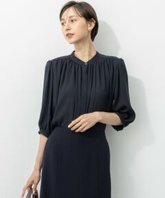 S size ONWARD(小さいサイズ) / エスサイズオンワード シャツ・ブラウス | ライトバックサテンアムンゼン ギャザーブラウス