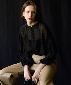 S size ONWARD(小さいサイズ) / エスサイズオンワード シャツ・ブラウス | 【洗える】ドットフロッキー ボリュームスリーブ ブラウス