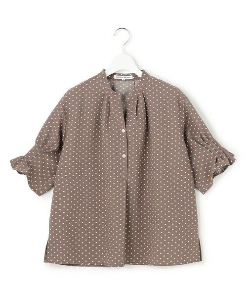 S size ONWARD(小さいサイズ) / エスサイズオンワード シャツ・ブラウス | 【好評につき追加予約/WEB&一部店舗限定/洗える】ドットプリント サッカー ブラウス（ブラウン×オフホワイト系）