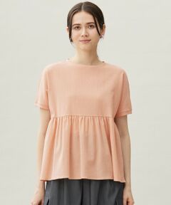 S size ONWARD(小さいサイズ) / エスサイズオンワード カットソー | 【洗える】リネンサッカーコンビペプラム カットソー