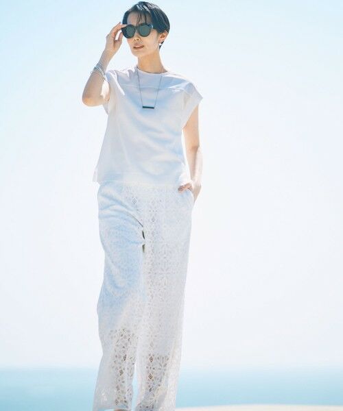 S size ONWARD(小さいサイズ) / エスサイズオンワード カットソー | 【カタログ掲載・洗える】リネンサッカーコンビブロッキング カットソー | 詳細2