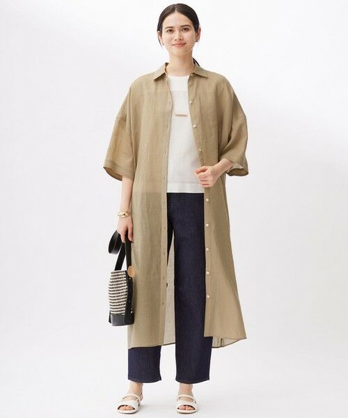 S size ONWARD(小さいサイズ) / エスサイズオンワード カットソー | 【カタログ掲載・洗える】リネンサッカーコンビブロッキング カットソー | 詳細8