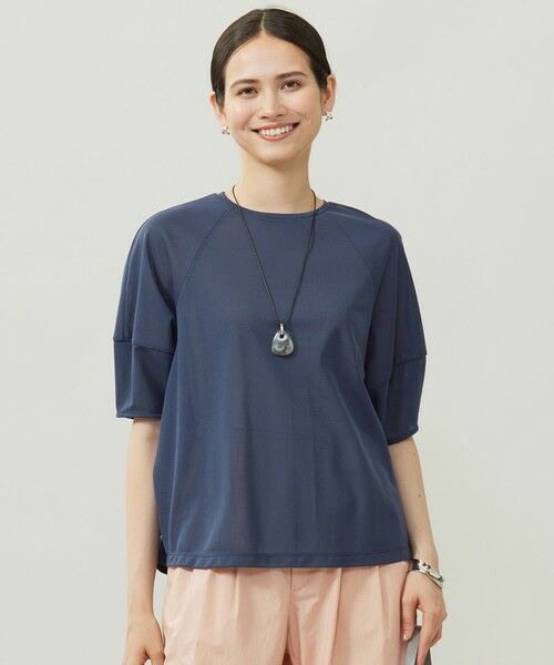 S size ONWARD(小さいサイズ)/エスサイズオンワード 【カタログ掲載・洗える】シアーフライス Tシャツ インディゴ 32 S size ONWARD(小さいサイズ)/エスサイズオンワード 【カタログ掲載・洗える】シアーフライス Tシャツ インディゴ 32