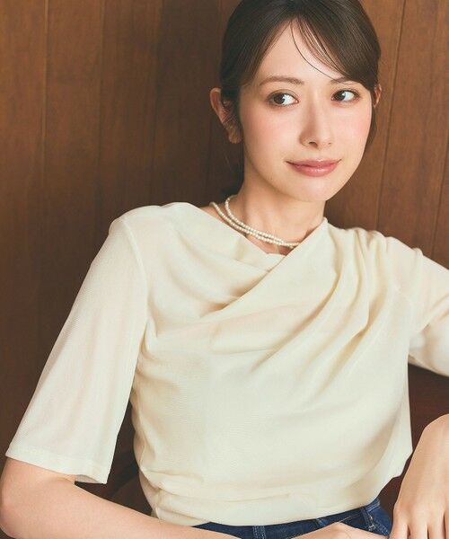 S size ONWARD(小さいサイズ) / エスサイズオンワード カットソー | 【洗える】シアーベロアドレープ Tシャツ | 詳細2