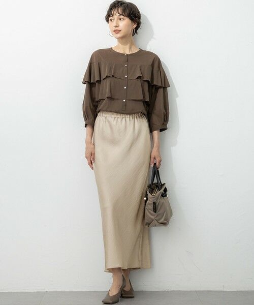 S size ONWARD(小さいサイズ) / エスサイズオンワード カットソー | 【Oggi9月号掲載/洗える】クリアトリコットジャージー フリルデザイン カットソー | 詳細6