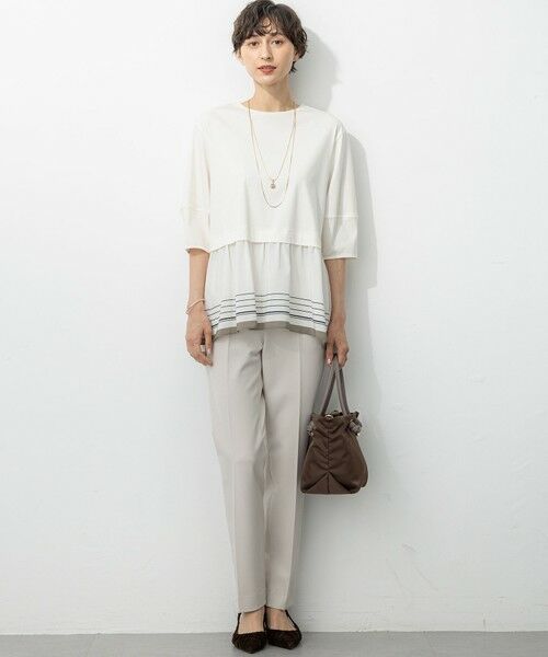 S size ONWARD(小さいサイズ) / エスサイズオンワード カットソー | 【汗じみ防止加工】スカーフプリントコンビ ヘムデザイン チュニック | 詳細1