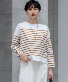 S size ONWARD(小さいサイズ) / エスサイズオンワード カットソー | 【洗える】Armor-lux パネルボーダー 長袖Tシャツ