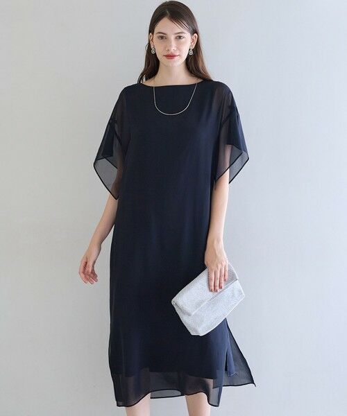 S size ONWARD(小さいサイズ) / エスサイズオンワード ドレス | 【APPLAUDIR】シフォンジョーゼット コンビドレス | 詳細1