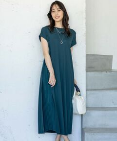 S size ONWARD(小さいサイズ) / エスサイズオンワード ロング・マキシ丈ワンピース | 【接触冷感・UVカット・洗える】ハイストレッチスムースサイドプリ−ツ ワンピース