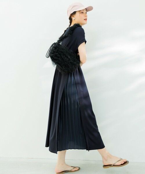 S size ONWARD(小さいサイズ) / エスサイズオンワード ロング・マキシ丈ワンピース | 【接触冷感・UVカット・洗える】ハイストレッチスムースサイドプリ−ツ ワンピース | 詳細6