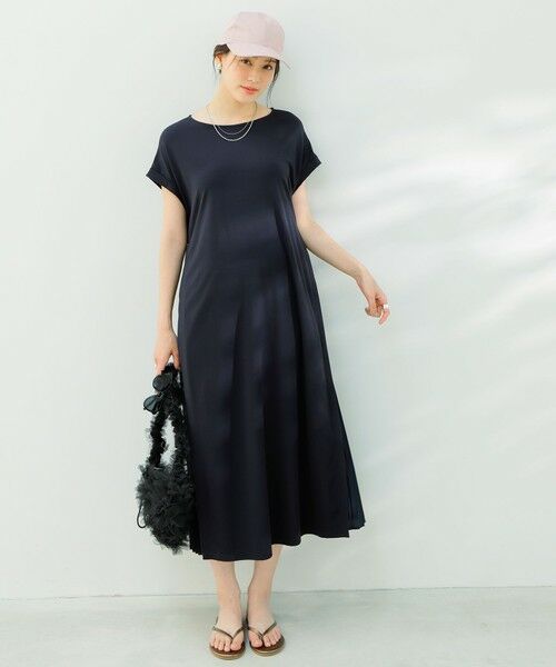 S size ONWARD(小さいサイズ) / エスサイズオンワード ロング・マキシ丈ワンピース | 【接触冷感・UVカット・洗える】ハイストレッチスムースサイドプリ−ツ ワンピース | 詳細7