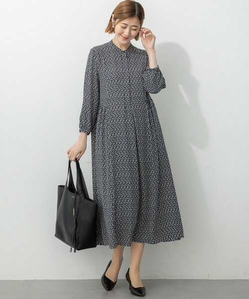 S size ONWARD(小さいサイズ) / エスサイズオンワード ロング・マキシ丈ワンピース | 【洗える】モダンジオメトリックプリント ワンピース | 詳細11