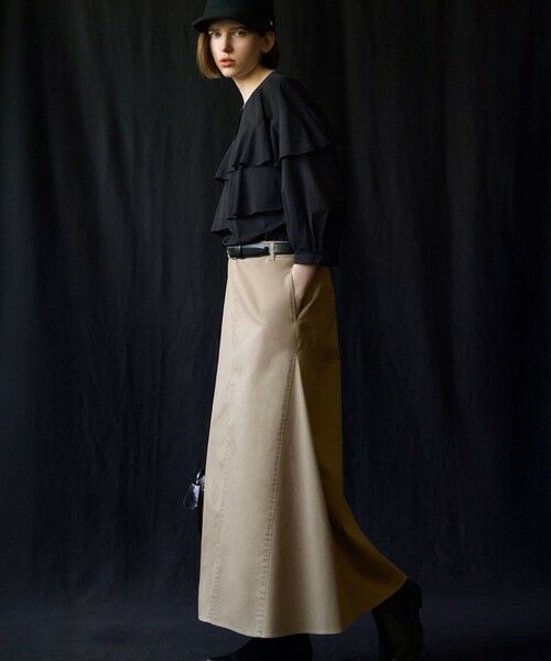 S size ONWARD(小さいサイズ) / エスサイズオンワード ミニ・ひざ丈スカート | 【洗える】ストレッチギャバ チノ スカート | 詳細7