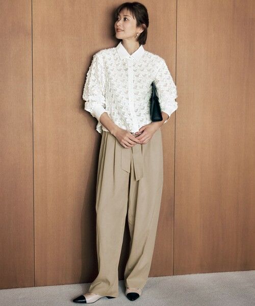 S size ONWARD(小さいサイズ) / エスサイズオンワード シャツ・ブラウス | シアージオメトリックジャカードクロップド丈 ブラウス | 詳細1