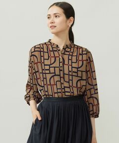 S size ONWARD(小さいサイズ) / エスサイズオンワード シャツ・ブラウス | ジオメトリックレトロプリント ブラウス