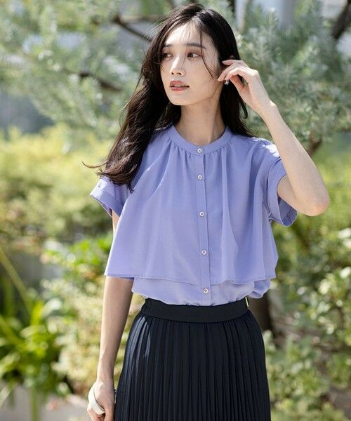 S size ONWARD(小さいサイズ) / エスサイズオンワード シャツ・ブラウス | 【洗える】バンドカラーレイヤード ブラウス | 詳細11