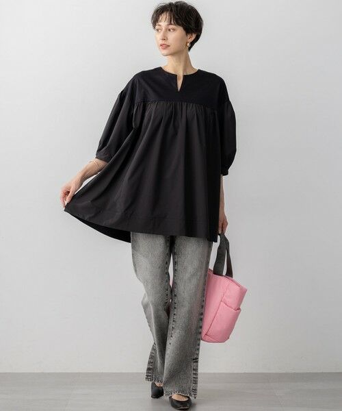 S size ONWARD(小さいサイズ) / エスサイズオンワード カットソー | 【洗える】シルキータフタコンビ チュニック カットソー | 詳細1