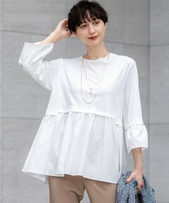 S size ONWARD(小さいサイズ) / エスサイズオンワード カットソー | 【洗える】シルキータフタコンビ ペプラム カットソー